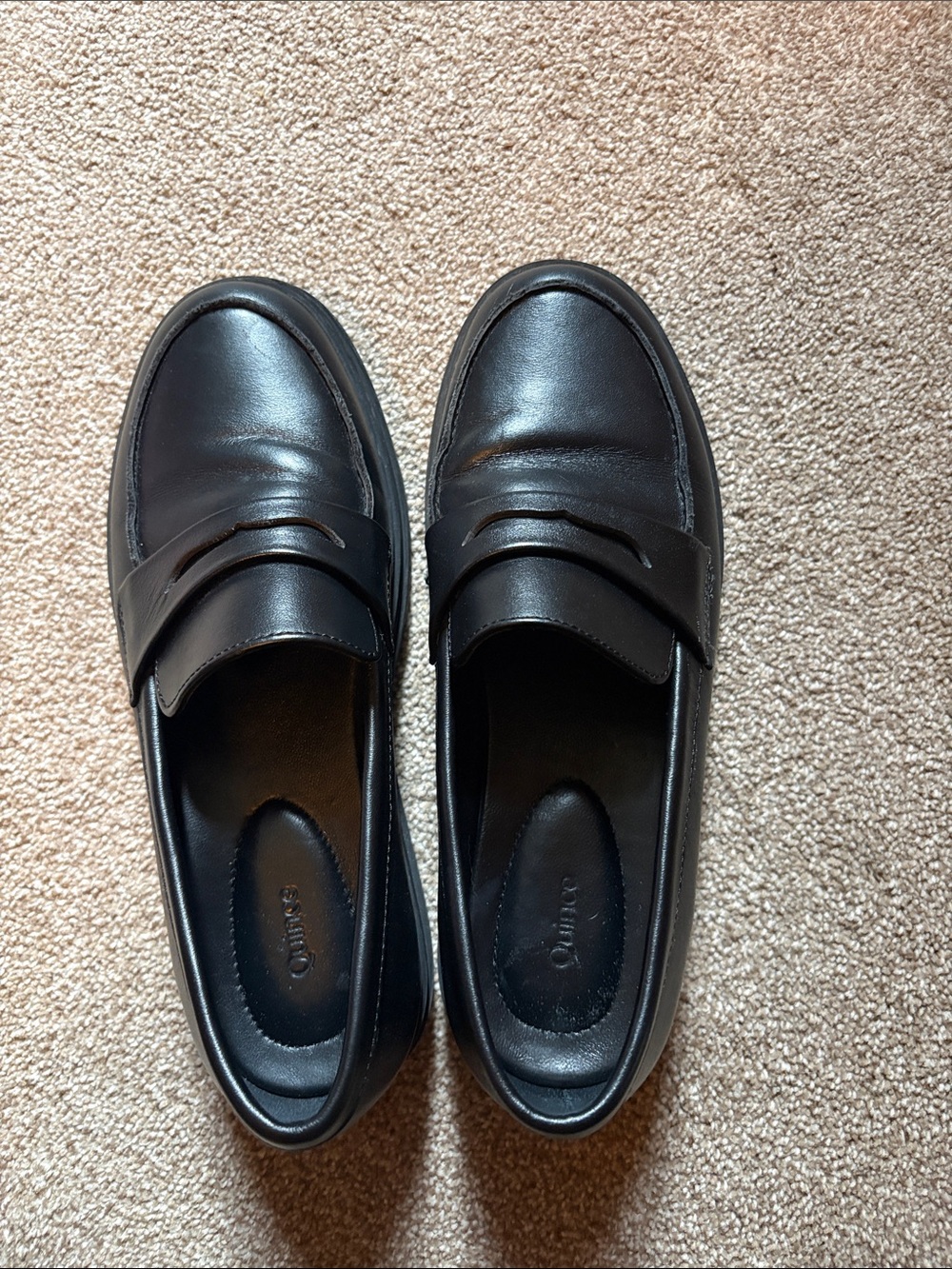 Quince Black Leather Women's Penny Loafers